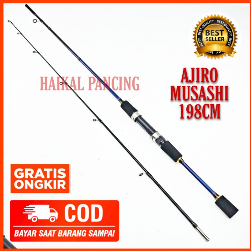 Joran Pancing Spinning Casting AJIRO MUSASHI 198 cm Fiber Solid Murah COD Grosir
