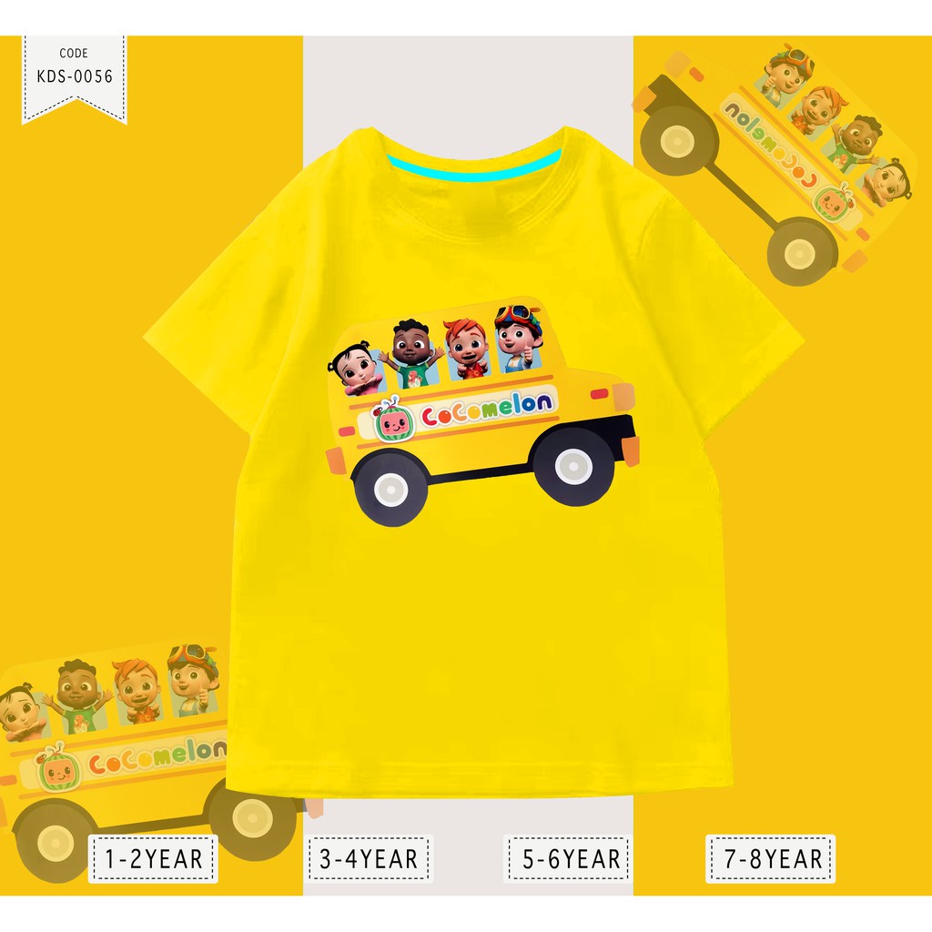 BAJU ANAK-ANAK KAOS / BAHAN COMBED 24S PREMIUM / COCO MELON BUS / KIDS COWOK DAN CEWEK