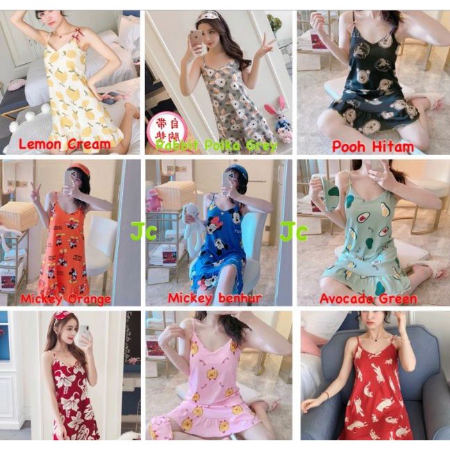 *READy JC 9motif Daster Korea Import murah / Daster tanktop murah / Daster kensi import .,