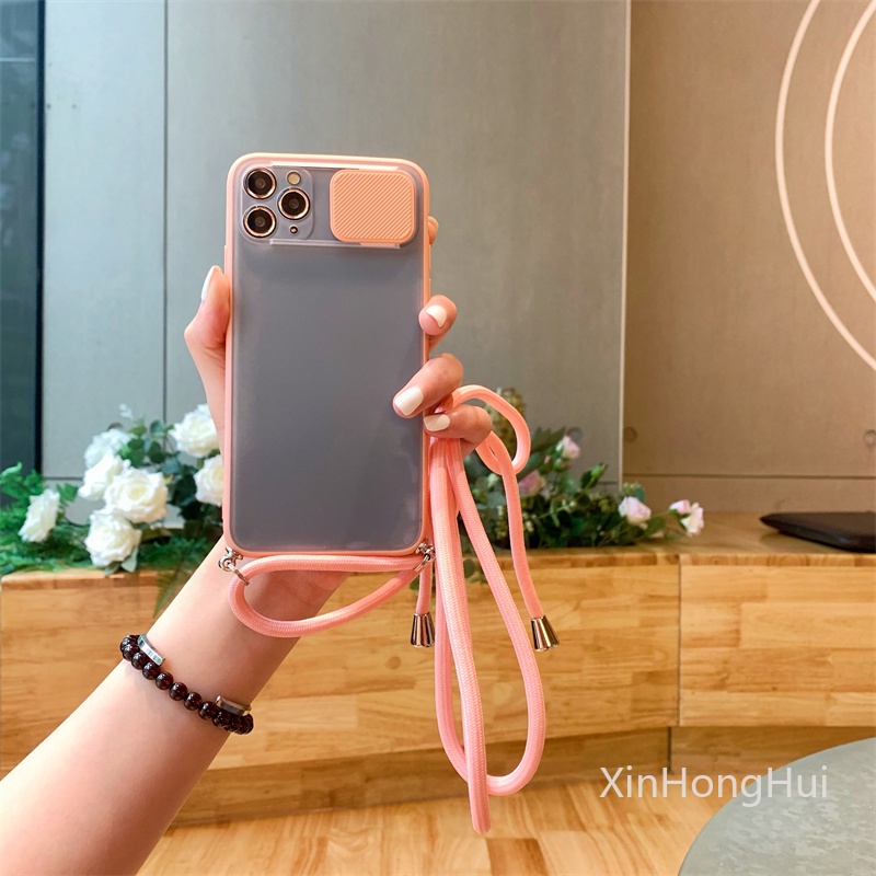 All-Inclusive Push-Pull Lens Protective Cover Dengan Lanyard Anti-drop Dan Anti-lost Ponsel Case Untuk IPhone 11 12 Pro Max Mini 7 8 SE2 Plus X Xr Xs Max