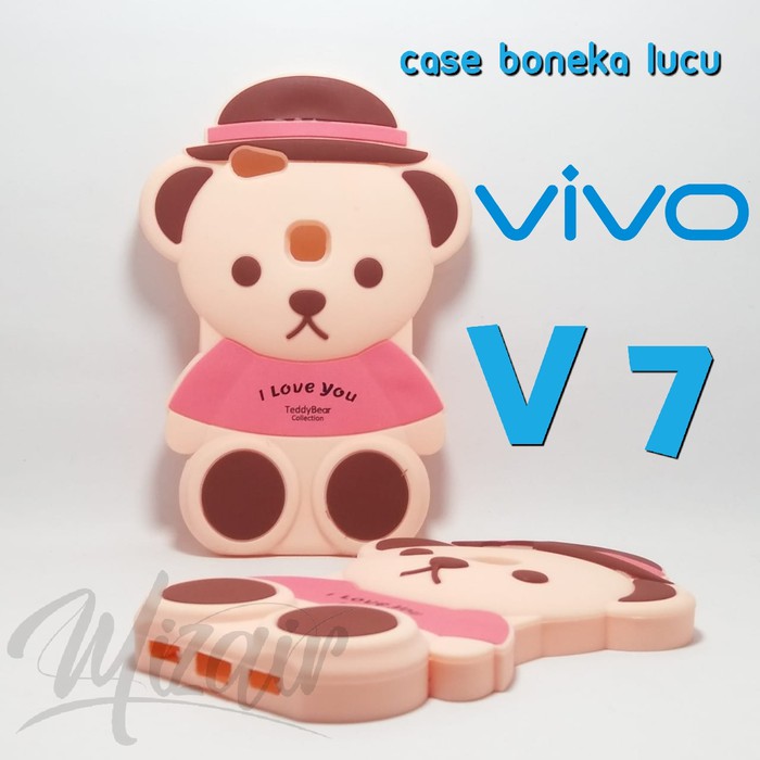 Case 4D Teddy Bear Vivo V7 /Karakter/Silikon/3D/Soft/Cute/Boneka