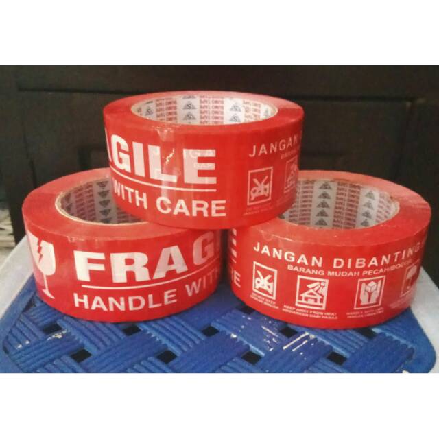 

Lakban fragile merah 100 meter / lakban fragile / fragile / jangan dibanting
