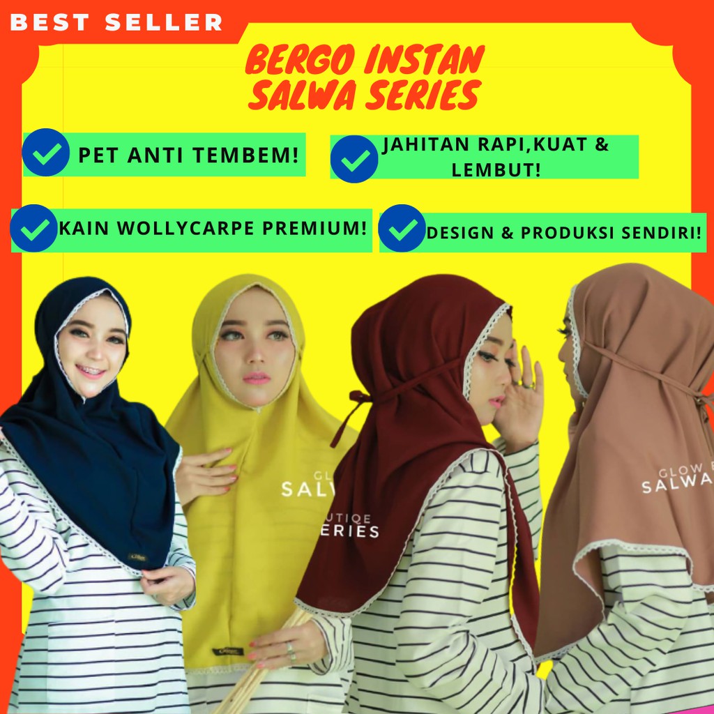 Jilbab Instan Khimar Kerudung  Maryam  Hijab Instant Syari 