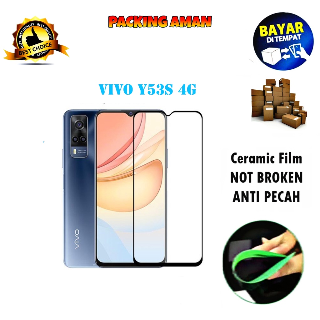 Tempered Glass Vivo Y53s 2021 FULL COVER FULL SCREEN Ceramic Film Anti Gores