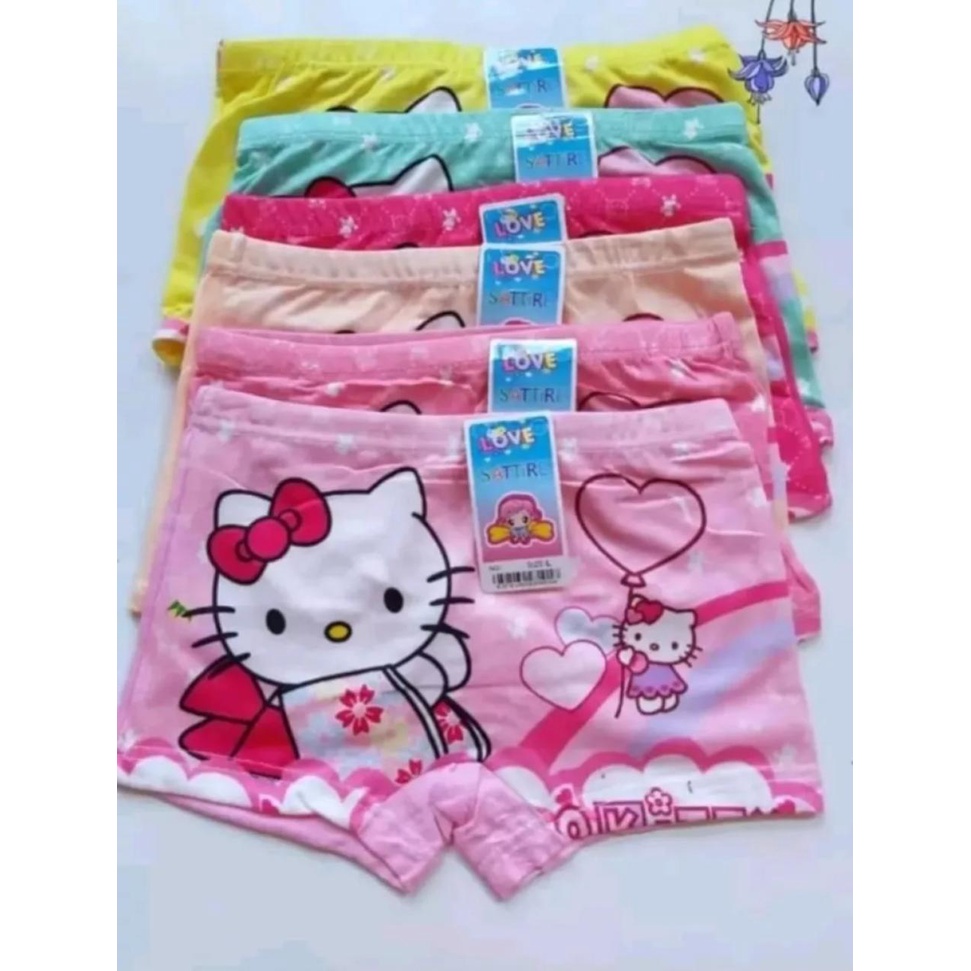 6pcs Celana Dalam Boxer Anak Perempuan SATIRE Kids | CD Pendek Balita | Open Sorx Grosir 6pcs