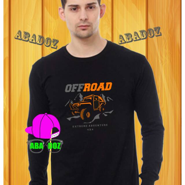 Kaos baju lengan panjang Jeep Wrangler Offroad Tshirt Distro pria terbaru