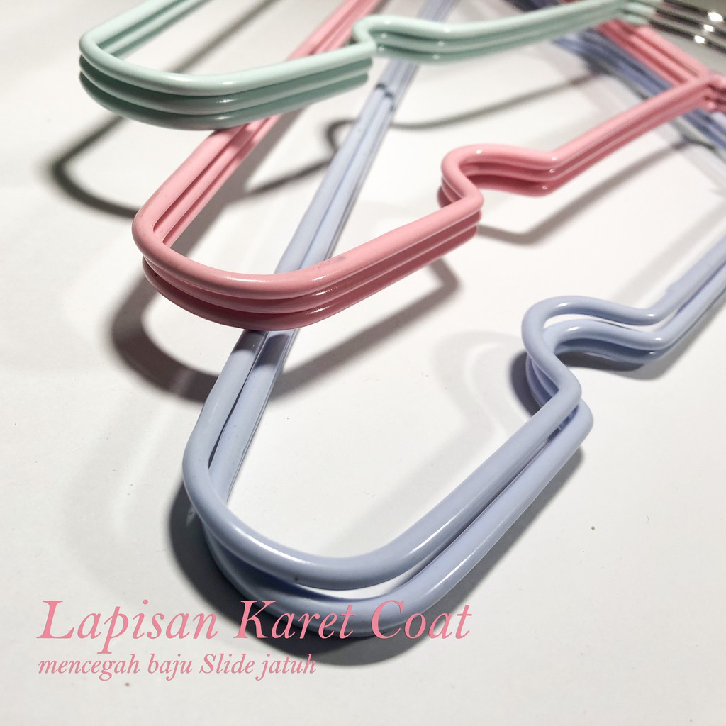 Barnik88 Hanger Dewasa Warna Pastel  (1Pack 10 Pcs) / Gantungan Baju Baja Anti Karat Tebal Berkualitas