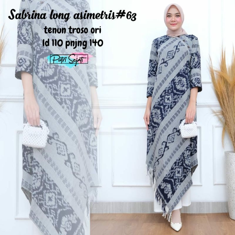 long dress asimetris tenun troso SABRINA