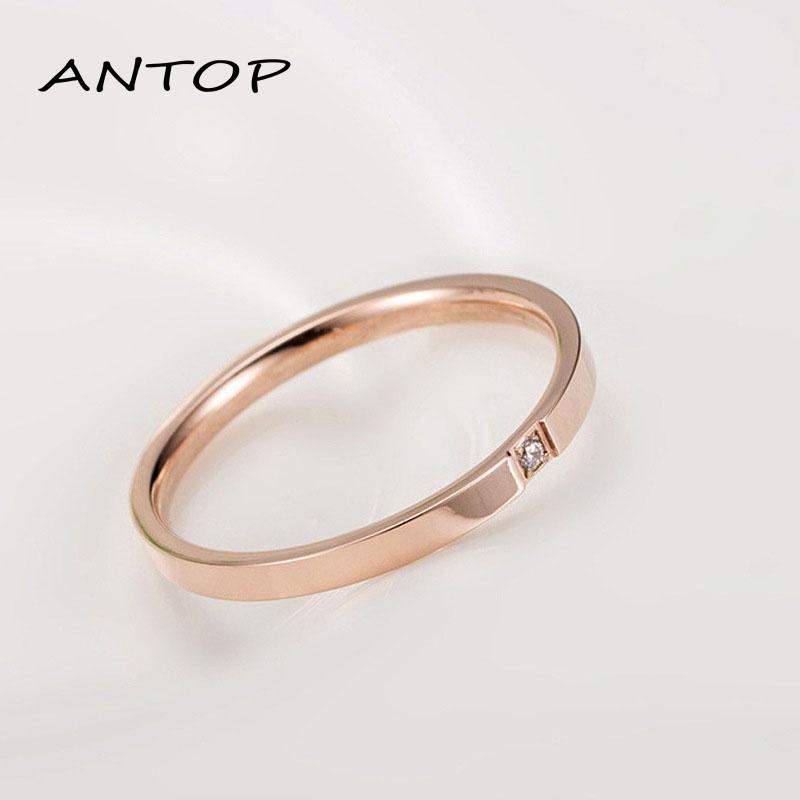 1pc Cincin Berlian Bahan Titanium Steel Gaya Korea Untuk Wanita