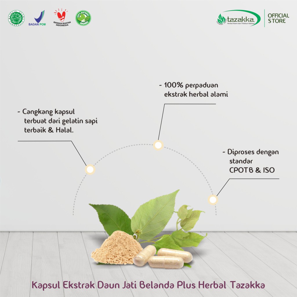 Kapsul Daun Jati Belanda Tazakka Ekstrak Original Diet Detox 60 Kapsul | PELANGSING ALAMI | DIET