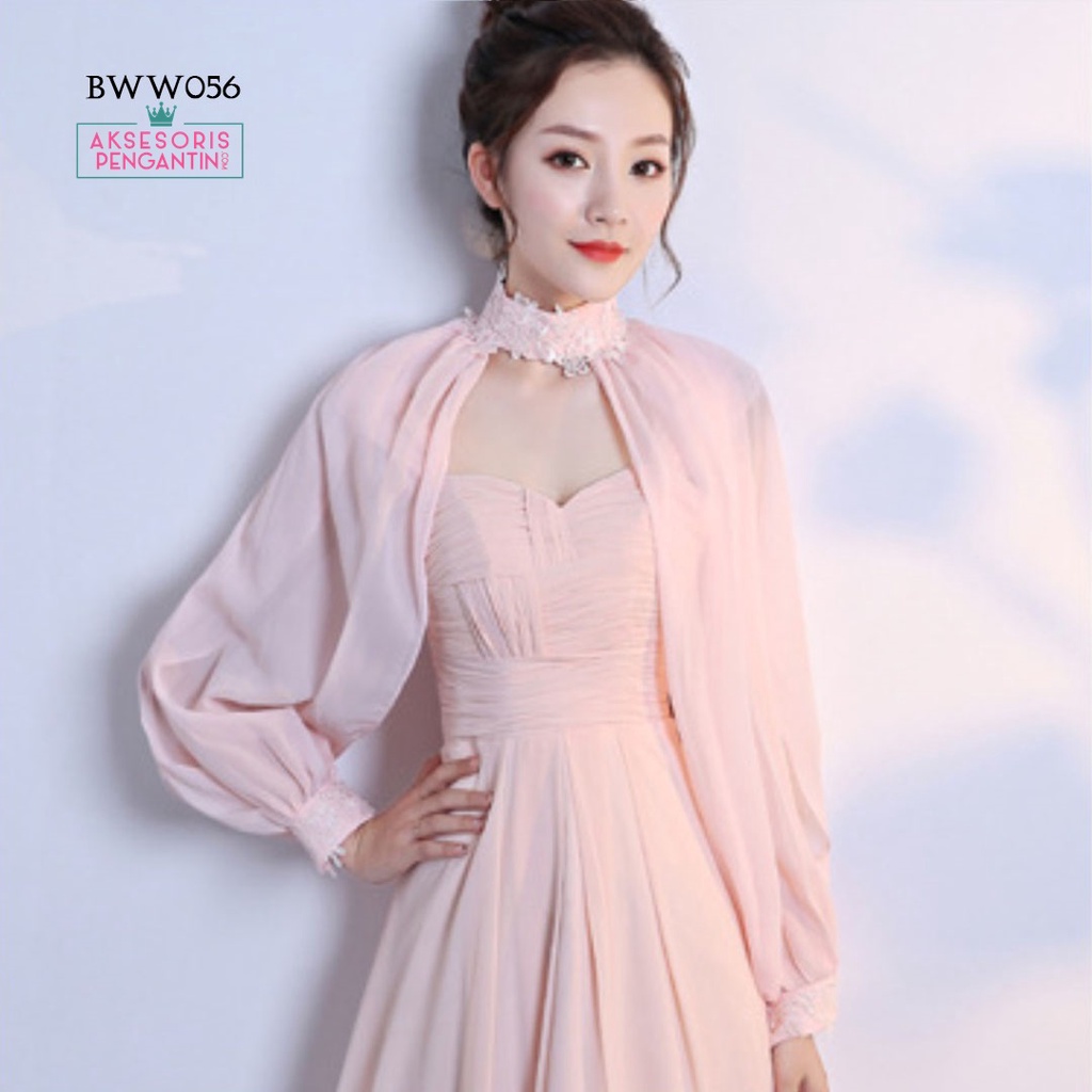 [BISA COD] CARDIGAN PESTA BOLERO WEDDING PINK KOREA ASESORIS PENGANTIN BWW056