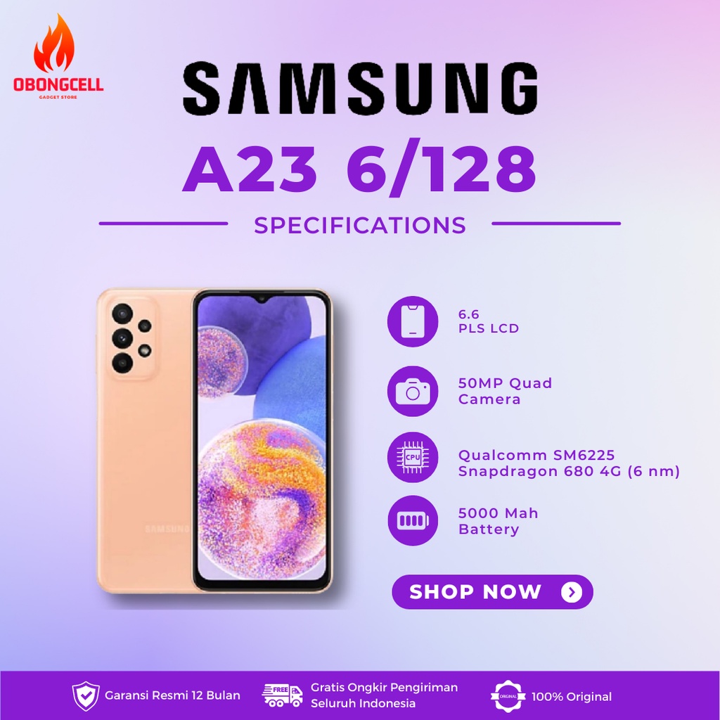 SAMSUNG GALAXY A23 6/128GB GARANSI RESMI original sein