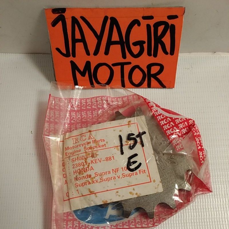 Gear Depan Grand Supra X Fit New Karisma Legenda Win Prima KEV GF6 Blade Revo C100 10T 11T 12T 14T 15T 428 NF Honda Aspira  Gigi Tarik Sunstar Rantai Roda Chain Kit Chainkit Sprocket Gear Set Gearset Gir Girset Belakang Drive Komplit Front Rear Motor XX V-RCA - 15T