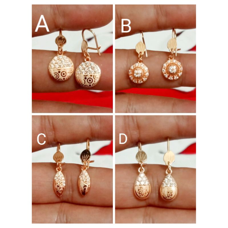 SB54. Anting xuping wanita lapis emas dgn mata zircon