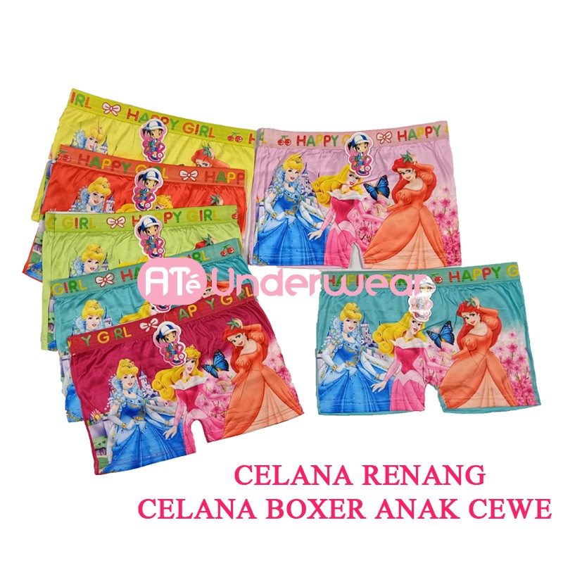 AT008-ECER Celana Boxer anak cewe/Celana Renang anak cewe Happy Girl