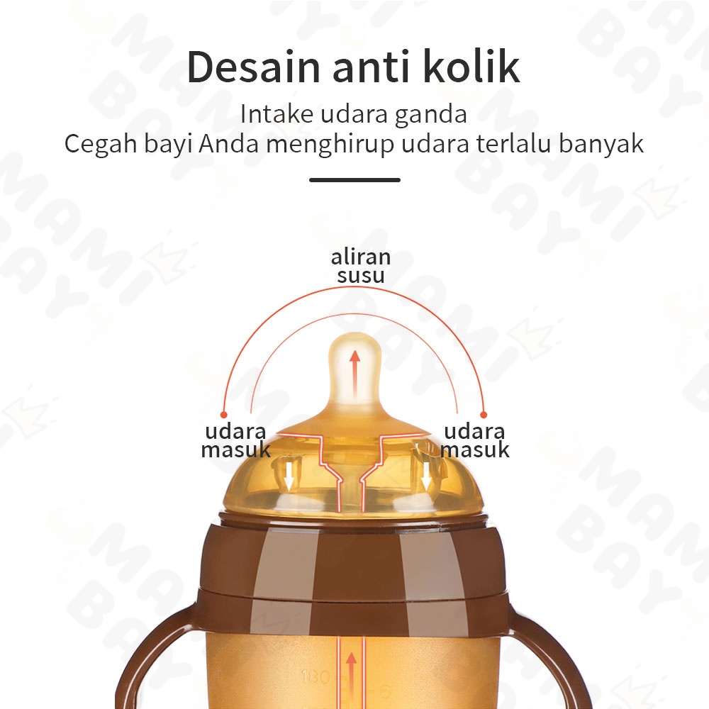 OKEYI Piko bello botol susu bayi lembut anti kolik leher lebar botol bayi bahan nano perak BPA free