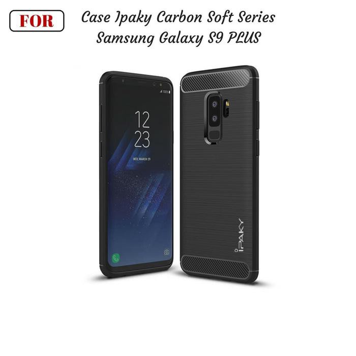 Samsung Galaxy S9+ S9 Plus Case Ipaky Carbon Soft Series - Hitam Keren