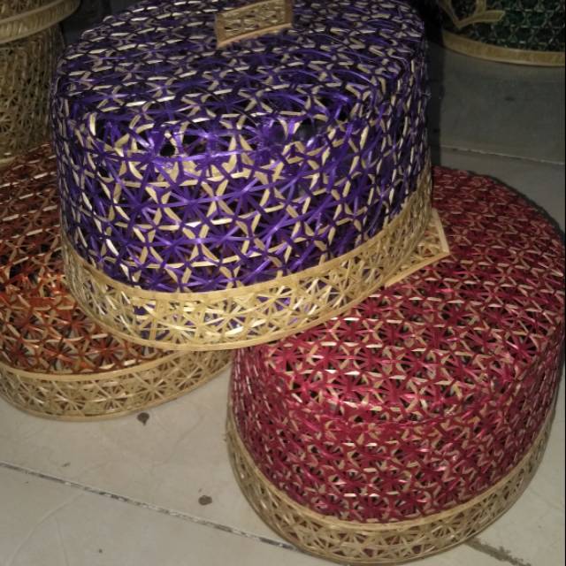 songkok anyaman bambu oval