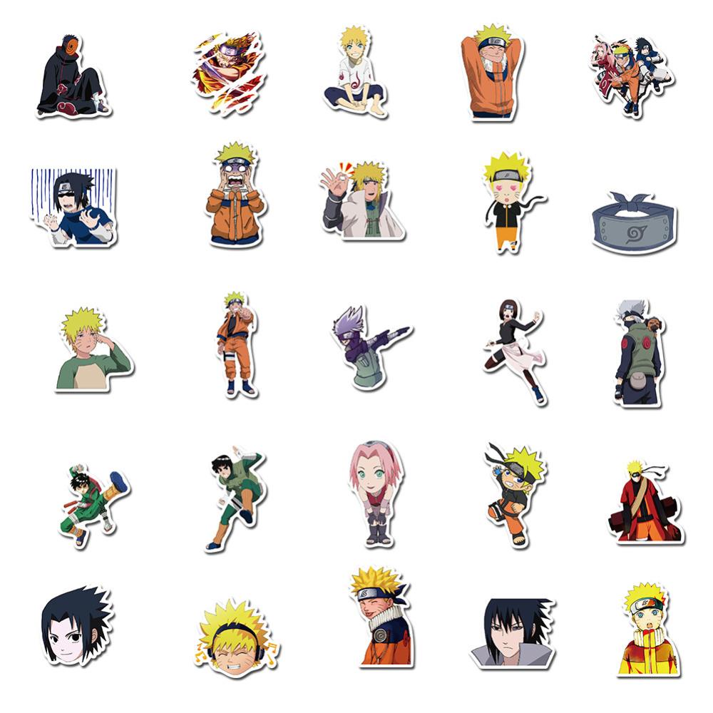 Timekey 50pcs / Pak Stiker Motif Kartun Anime Naruto Anti Air Untuk Skateboard / Motor / Gitar / Koper / Laptop / Sepeda A2K1