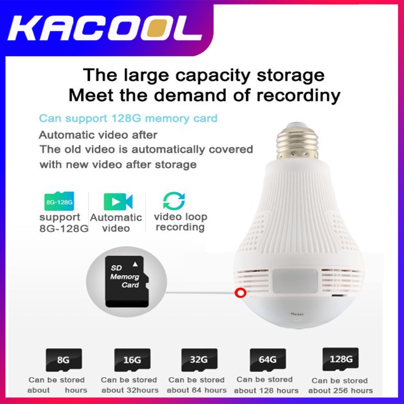 CCTV Kamera IP V380 Camera Wireless Wifi HD Smart Bulb Camera 360° PTZ Panoramic Fisheye Bohlam Kamera CCTV V380 Pro Home Security Cameras