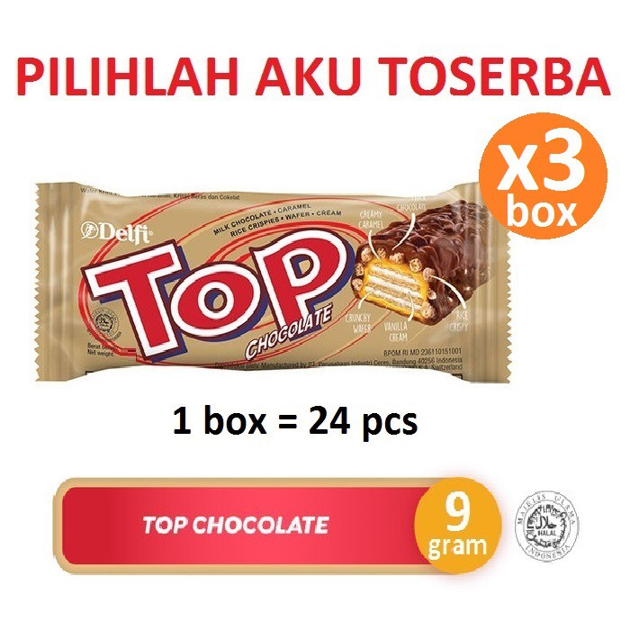 Delfi TOP Chocolate 9 gram isi 24pcs / box - (HARGA 3 BOX LEBIH MURAH)