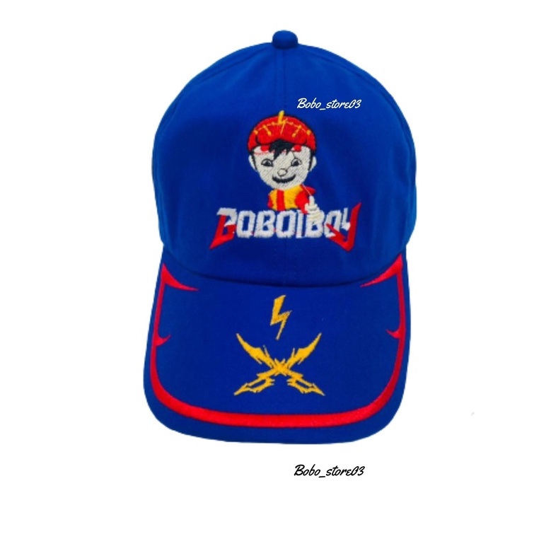 Bobo_store03 Topi Baseball Anak laki laki perempuan Karakter Superhero spiderman Tayo Boboboy hellokitty lol Usia 2 Sampai 8 Tahun Kualitas Terbaik-boboboy biru