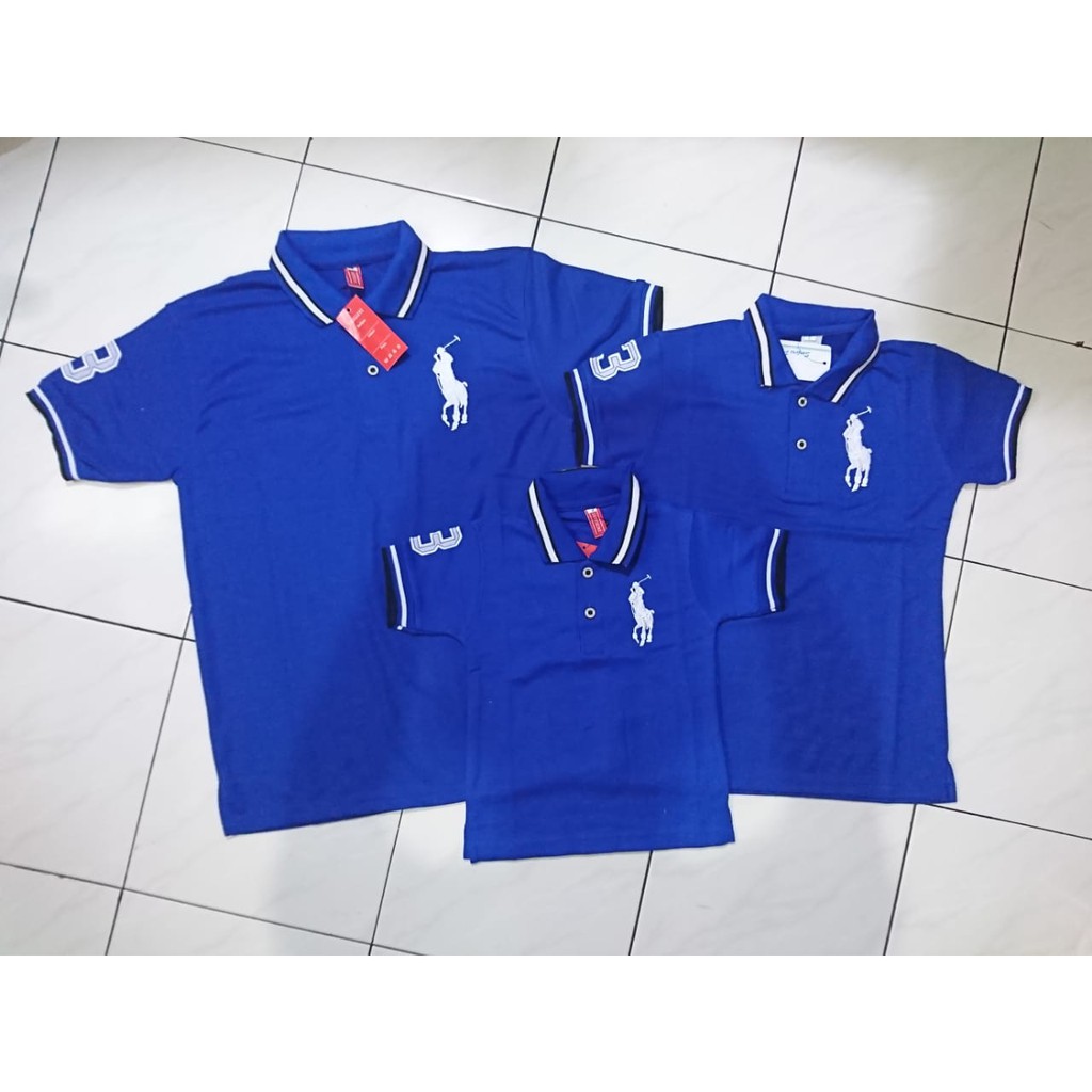 KAOS POLO COUPLE FAMILY KUDA WARNA BIRU BCA