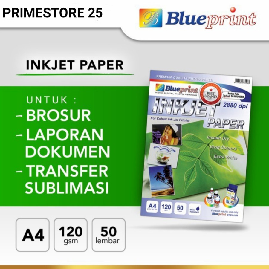 Jual Kertas Matte | Kertas Inkjet Paper BLUEPRINT IP A4 120 Gsm ...