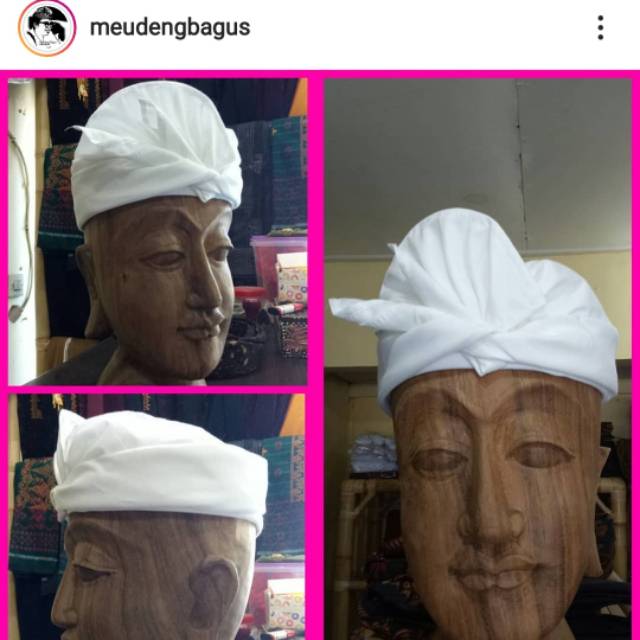 Udeng / Destar putih polos bungkulan setengah jadi