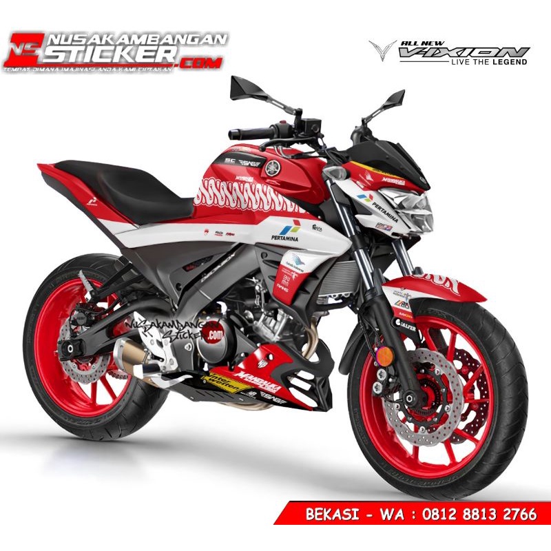 Stiker Vixion All NewFull Body Desain Model Tipe Jenis Mandalika Racing Team Indonesia Merah Putih P