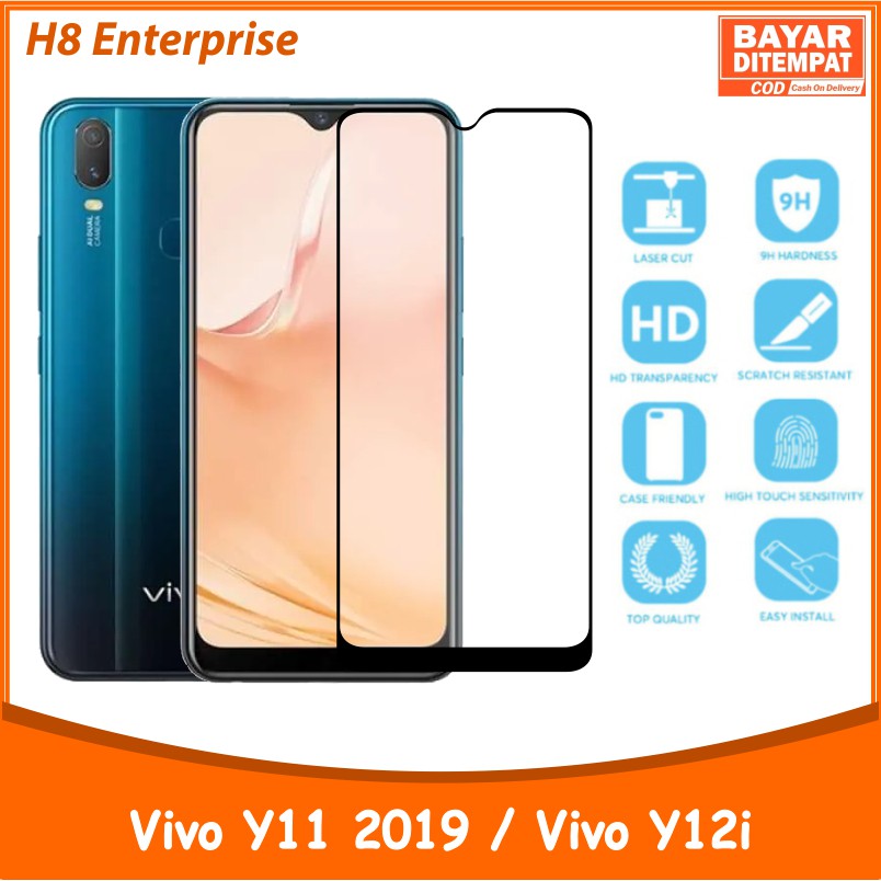 Tempered Glass Full for Vivo Y11 2019 / Y12i Tempered Glass 9D Full Layar