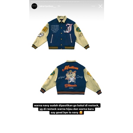 Varsity Jakarta Vibes, Navy Sz M *no totebag