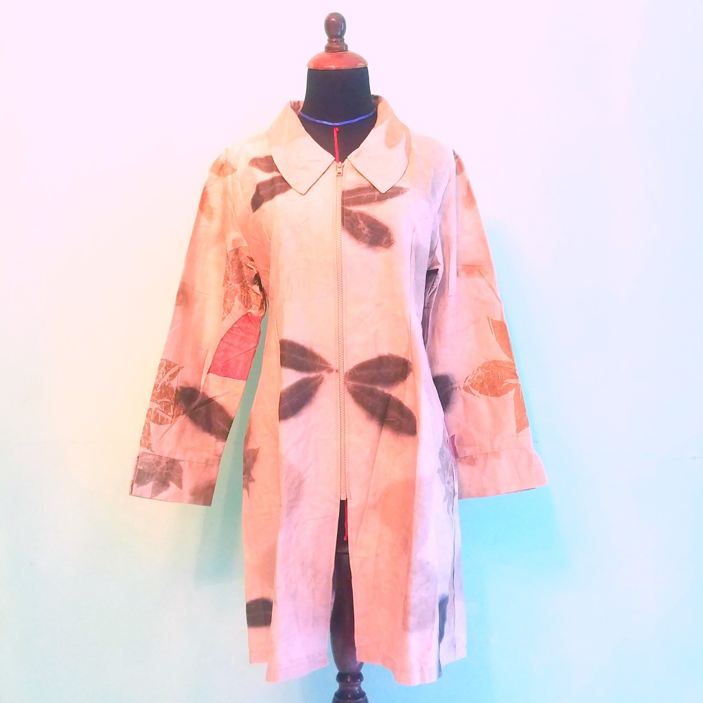 Baju Blouse Wanita Motif Eco-print Bahan Katun