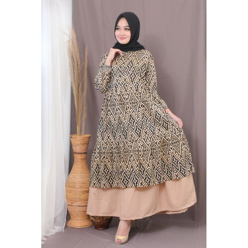 Gamis Batik ( COD )  Zik Zak Gamis Batik Pesta Model Terbaru 2020 Baju Pesta Busui