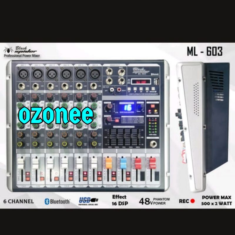 POWER MIXER BLACK SPIDER ML 603 ORIGINAL 6 CHANNEL ML603