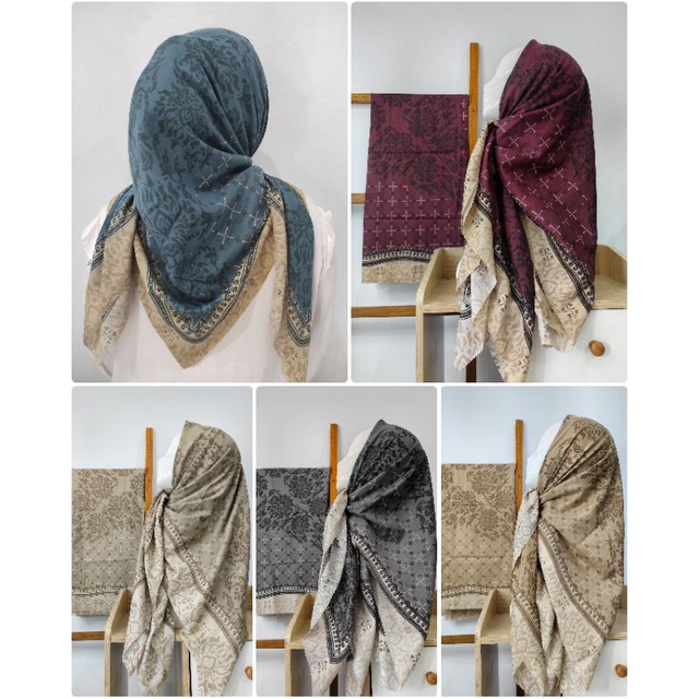 JILBAB SEGIEMPAT MERAH PUTIH BENDERA KEYZ SCARVES VOAL MOTIF BANI JURNEY ABTRAX BUNGA ANGKREK