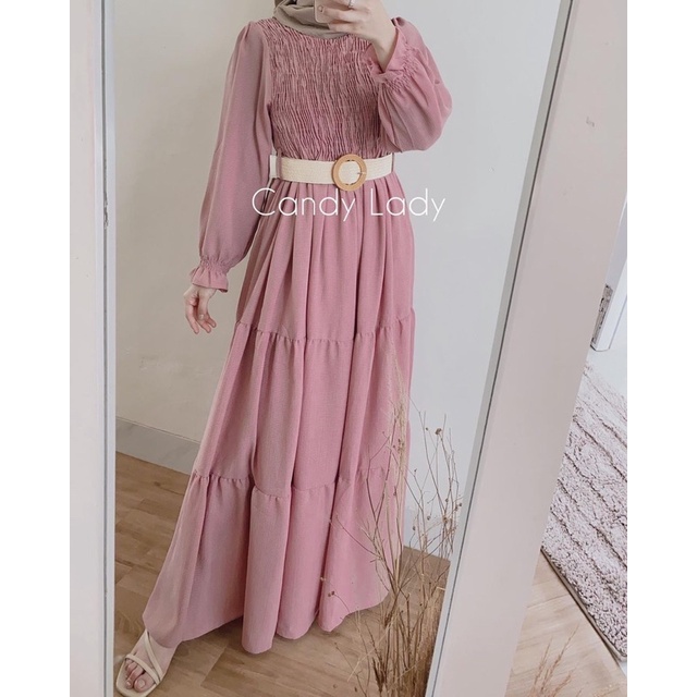 (DBY) GAMIS DIVIRA REMPEL KERUT DAILY BUSUI WANITA DRESS MOSCREPE