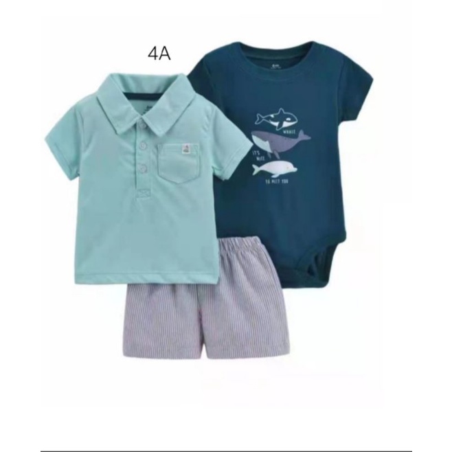 Setelan baju bayi 3in1/ set baju bayi import/ set jumper/ Set Tee Tshirt 3in1