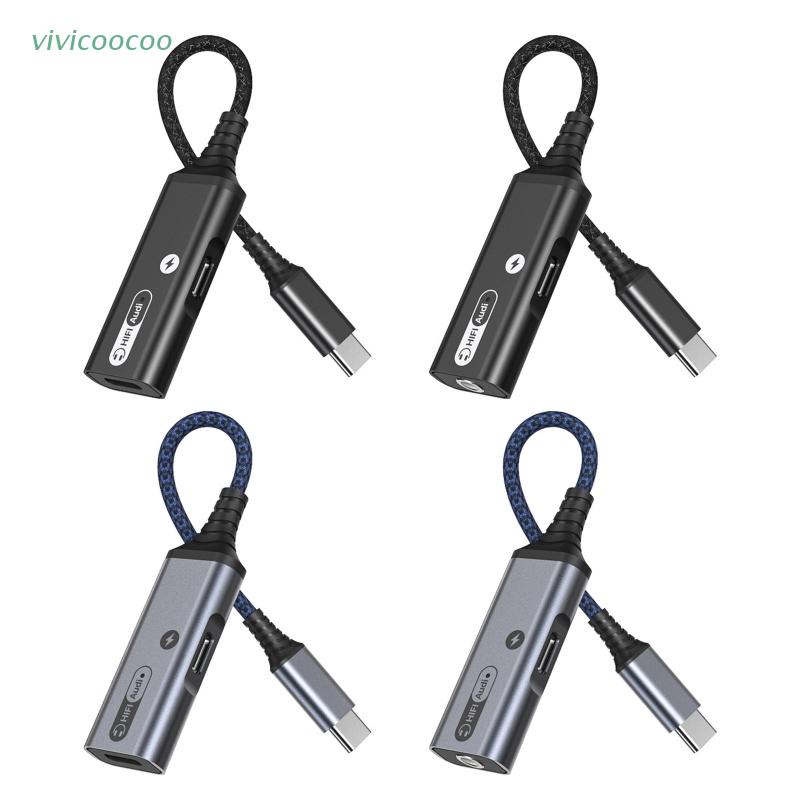 Vivi Kabel Adapter USB Tipe C Ke Jack 3.5mm 2 in 1 AUX Audio Earphone PD 60W Fast Charging Untuk Handphone