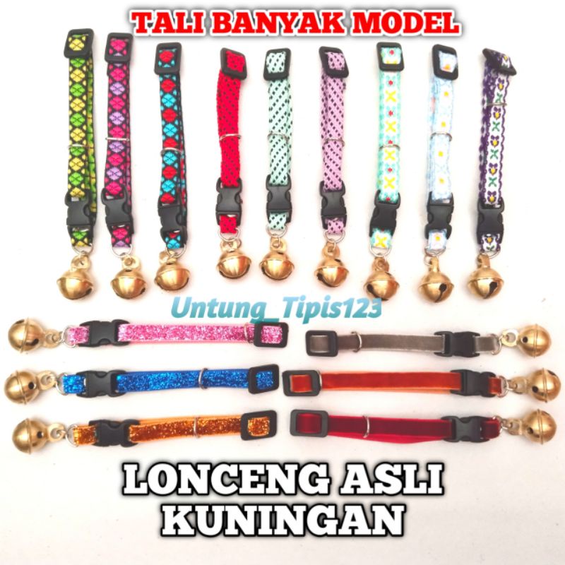 Kalung kucing lonceng Kuningan kualitas premium tali kalung banyak model suara kencang