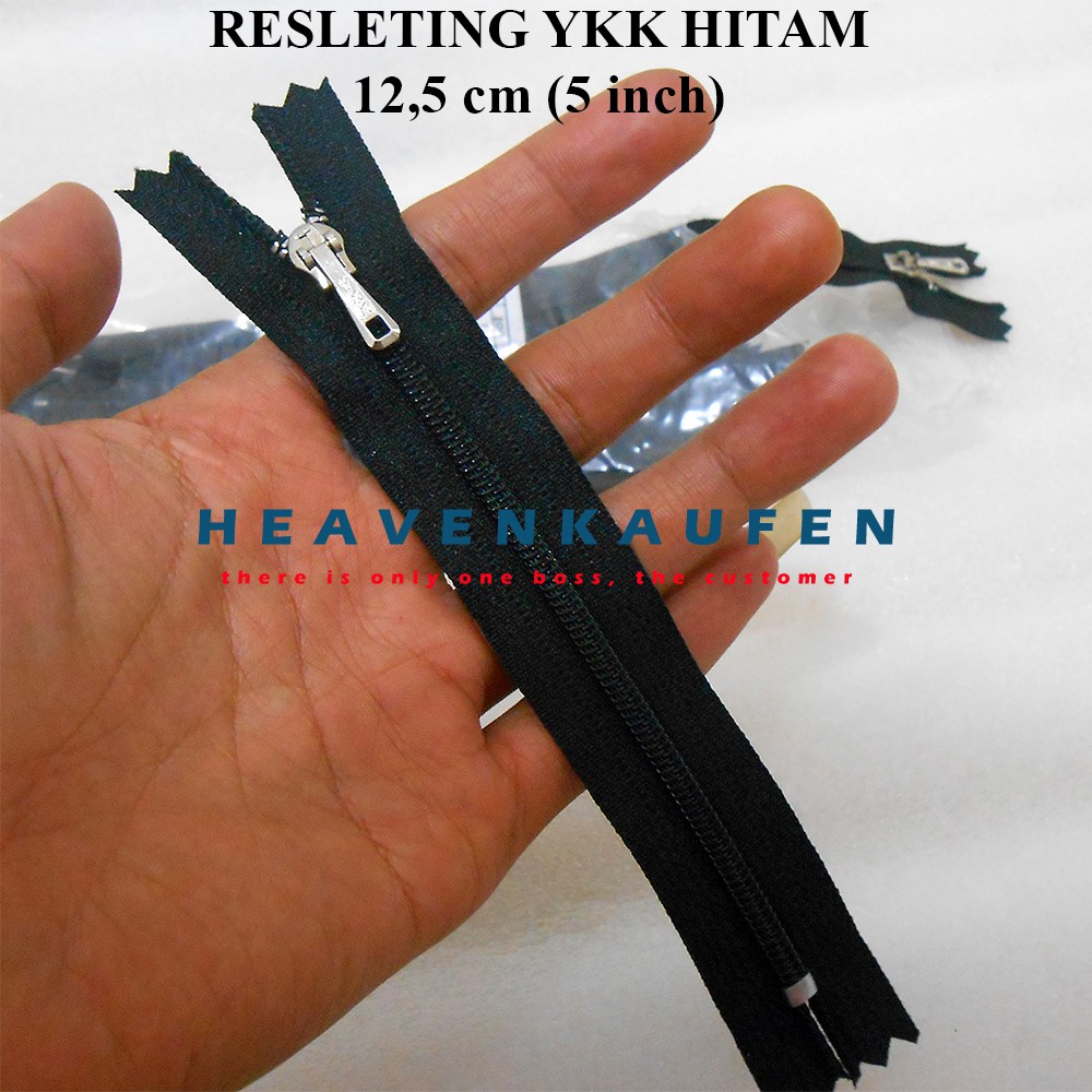 Resleting / Zipper YKK 12,5 cm-5 inch Hitam