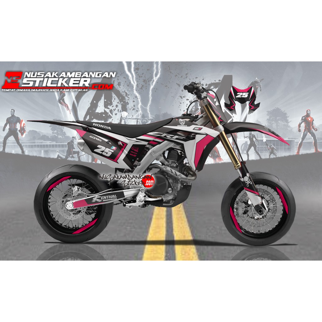 Decal sticker CRF 150 L Hitam Pink Supermoto 03 Stiker Full Body