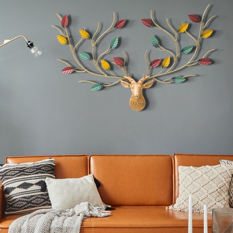 TBI Hiasan Dinding Kepala Rusa Tanduk Daun Home Wall Decor Deer Leafs Horn