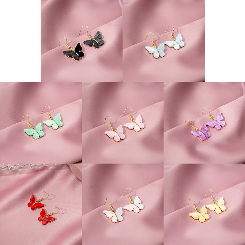 Fancyqube Anting Bentuk Kupu-Kupu Bahan Akrilik Gaya Korea Untuk Wanita