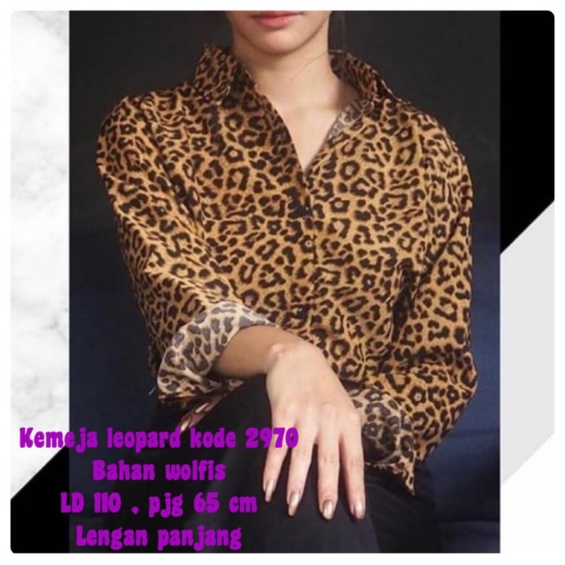 kemeja leopard wanita lengan panjng LD 110