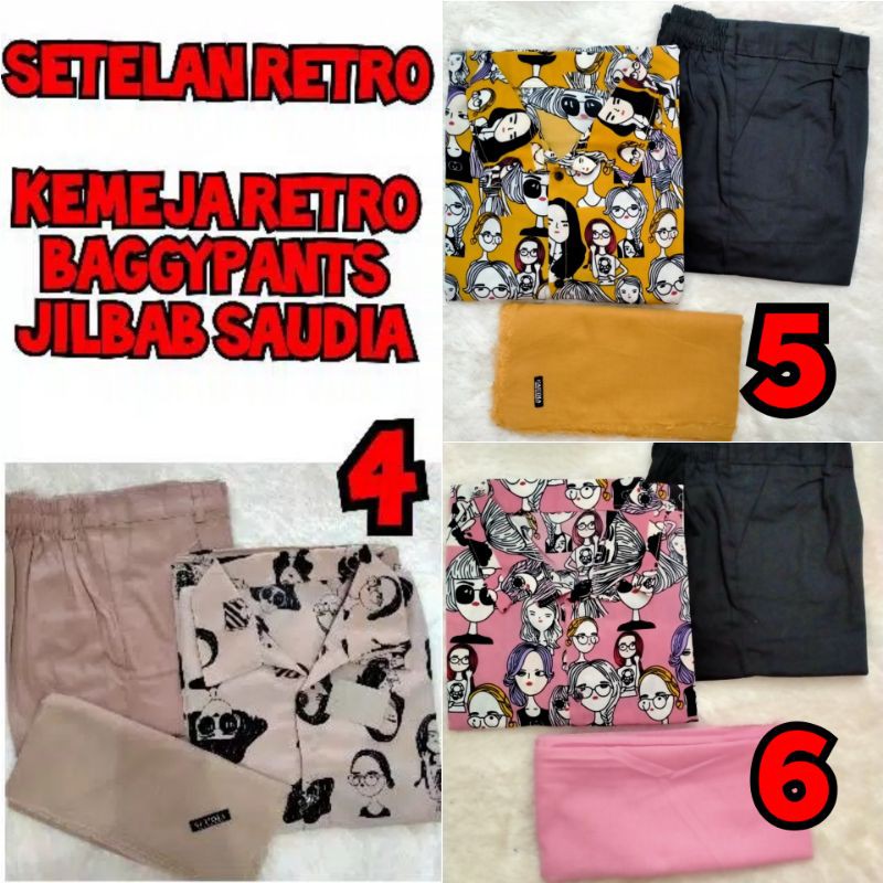 Setelan Baggypants Dan Kemeja Monalisa Retro