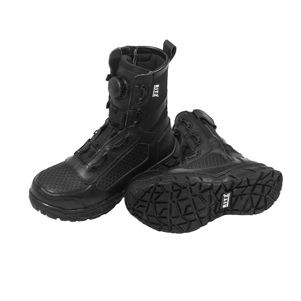 Sepatu PDL Tali Putar Model Sarang Tawon Kulit Sapi Asli Combinasi Kanvas Cordura Anti Air Sepatu PD
