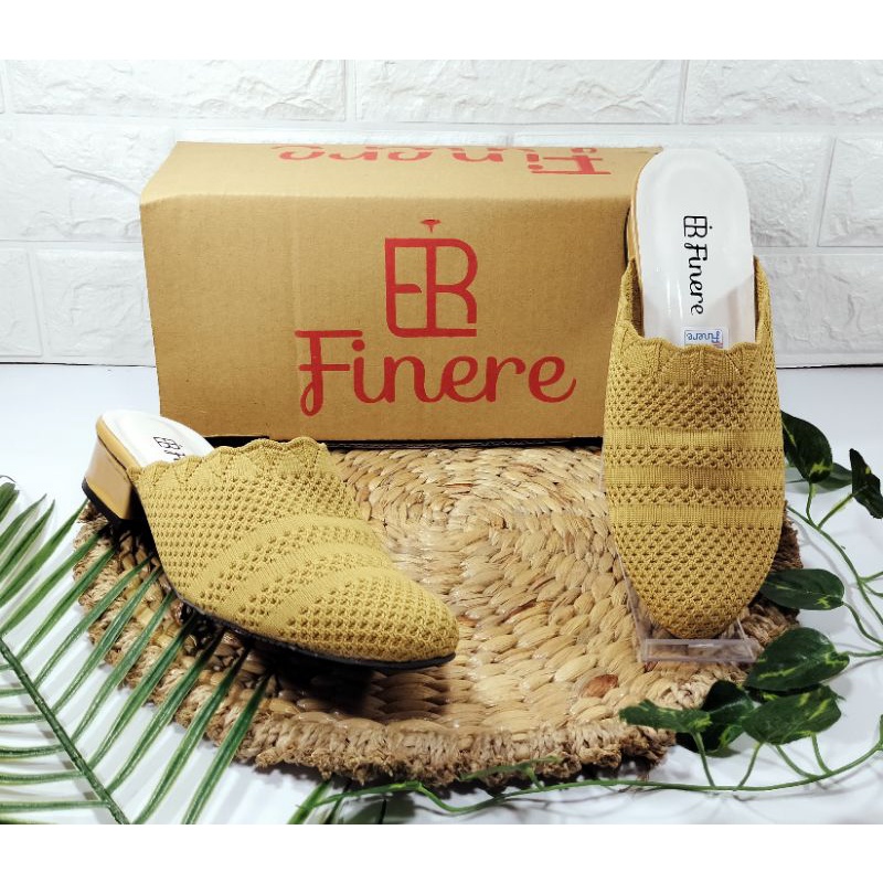 Sandal Mules Rajut Import Hells Hak Tahu 3cm