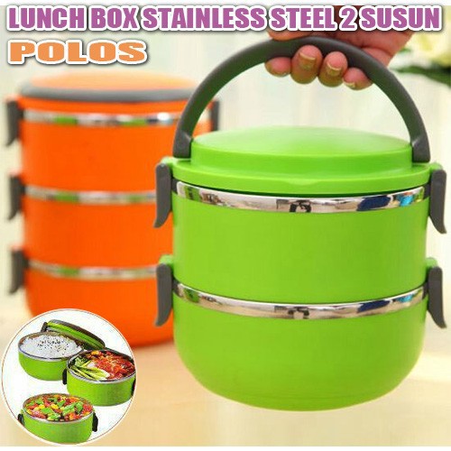 Lunch box rantang bekal tempat bekal makanan stainless steel susun 2 Polos