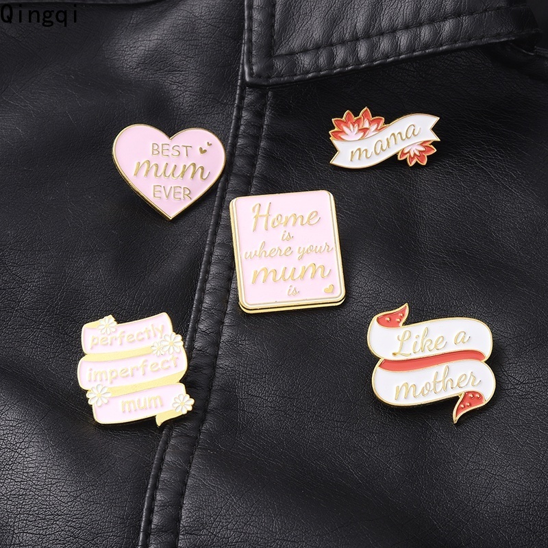 Bros Pin Enamel Desain Kartun Mama Warna Pink Untuk Hadiah Ulang Tahun Hari Ibu